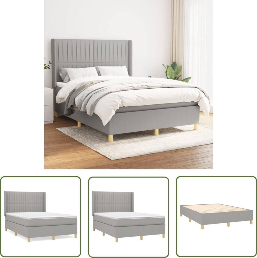 The Living Store Boxspringbed Comfort Bed 203x147x118 128cm Pocketvering matras Middelharde ondersteuning Huidvriendelijk topmatras Boxspringbed Boxspring Tweepersoonsbed Bed Frame Hoofdbord