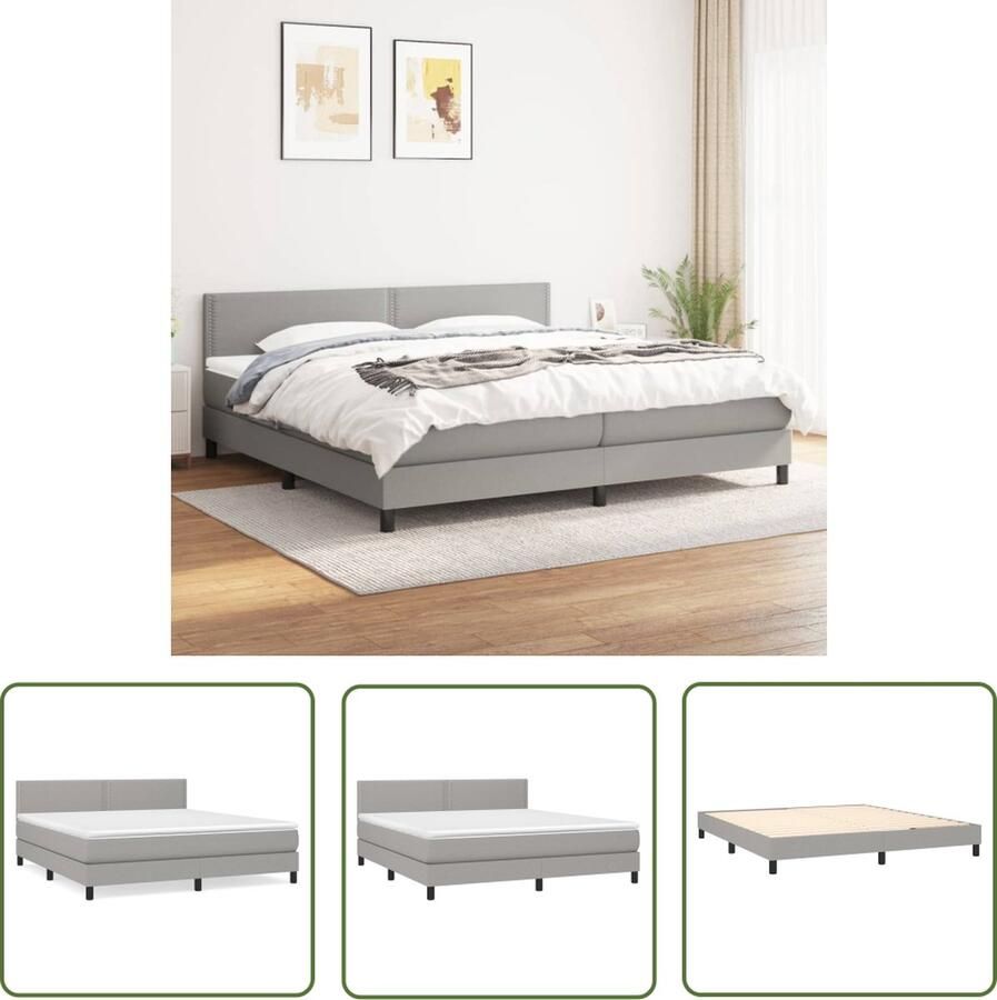 The Living Store Boxspringbed Comfort Bed 160 x 200 cm Lichtgrijs Boxspringbed Boxspring Bed Slaapcomfort Matras