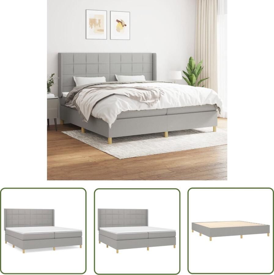 The Living Store Boxspringbed Bed 203x203x118 128cm Lichtgrijs Pocketvering matras Boxspringbed Boxspring Slaapkamerinrichting Tweepersoonsbed Groot Bed - Foto 2