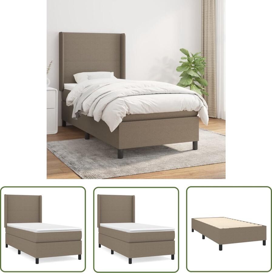 The Living Store Boxspringbed Pocketvering matras Middelharde ondersteuning Huidvriendelijk topmatras Kleur- taupe Afmetingen- 203 x 103 x 118 128 cm Boxspringbed Boxspring Tweepersoonsbed Bed Frame Tapijt Beige
