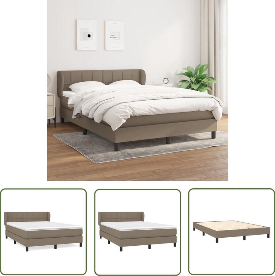 The Living Store Boxspringbed Comfort Plus Bed 203 x 147 x 78 88 cm Taupe Pocketvering matras Middelharde ondersteuning Huidvriendelijk topmatras Boxspringbed Boxspring Slaapcomfort Tweepersoonsbed Pocketed Verenmatras - Foto 2