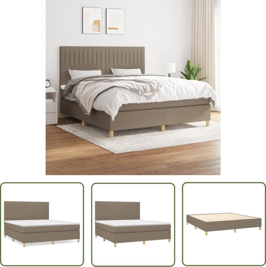 The Living Store Boxspringbed Comfort Bed 203 x 163 x 118 128 cm Taupe Pocketvering matras Middelharde ondersteuning Huidvriendelijk topmatras Boxspringbed Boxspring Tweepersoonsbed Bed Frame Pocketed Spring Mattress