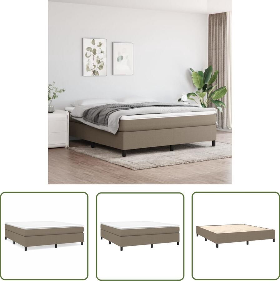 The Living Store Boxspringbed Pocketvering Middelharde ondersteuning Huidvriendelijk Multiplex lattenbodem Taupe 203x160x35cm Boxspringbed Boxspring Tweepersoonsbed Slaapcomfort Pocketvering - Foto 2