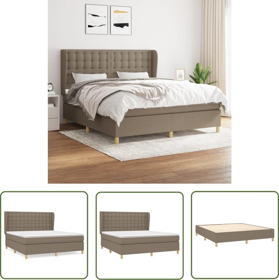 The Living Store Boxspringbed Serene Bed met Pocketvering Matras 180 x 200 cm Taupe Inclusief Topmatras Boxspringbed Boxspring Bed Frame Tweepersoonsbed Pocketed Spring Mattress