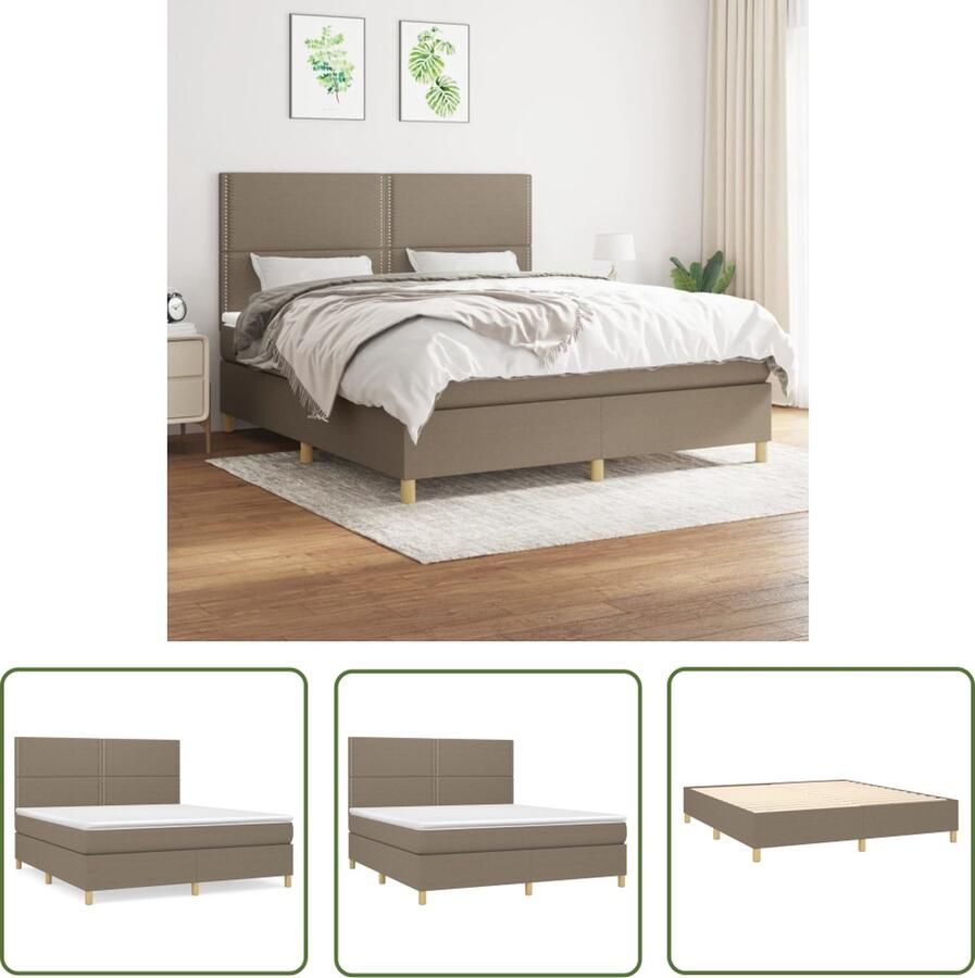 The Living Store Boxspringbed Taupe 203 x 180 x 118 128 cm Inclusief matras en topmatras Boxspringbed Boxspring Tweepersoonsbed Slaapcomfort Slaapkamerinrichting
