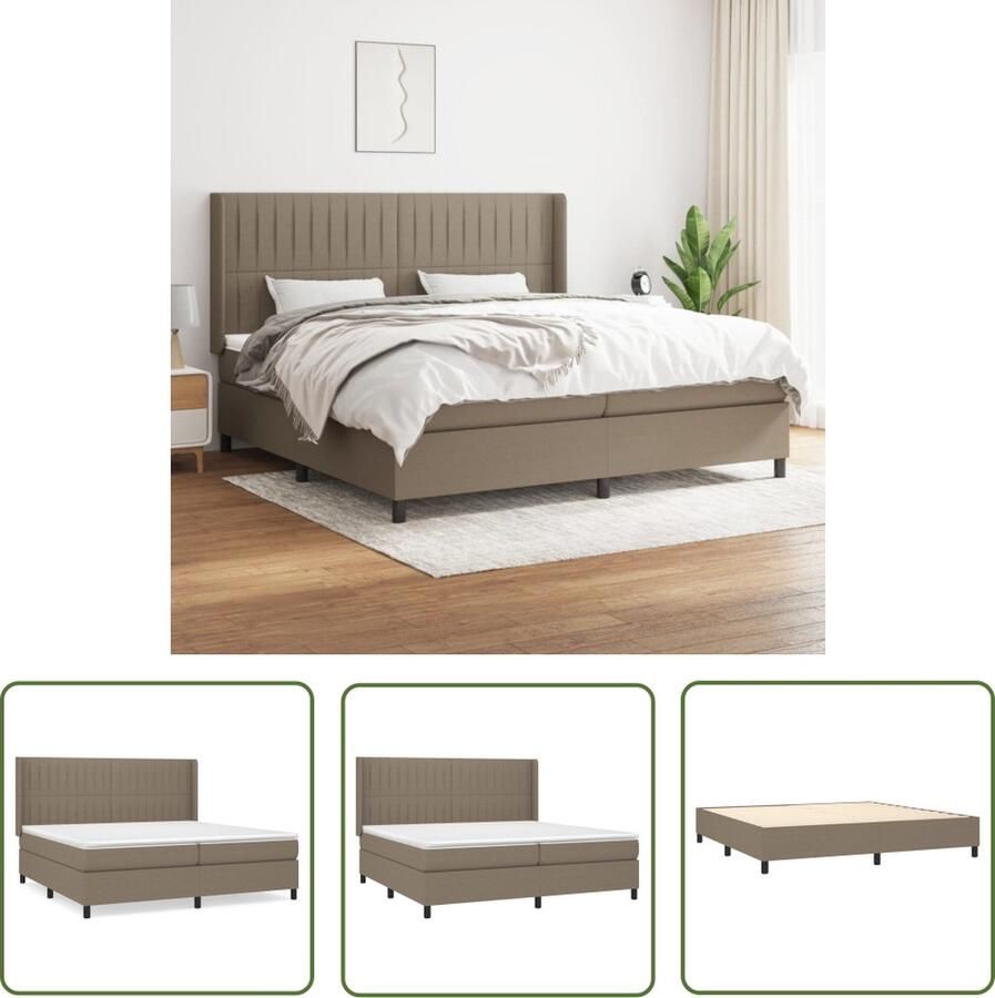 The Living Store Boxspring met matras stof taupe 200x200 cm Boxspringbed Boxspring Tweepersoonsbed Pocketed Spring Mattress Tapijtkleur Taupe