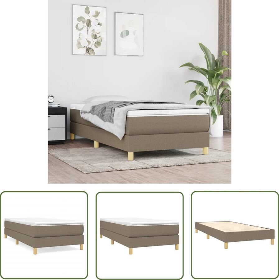 The Living Store Boxspringbed Pocketvering matras Middelharde ondersteuning Huidvriendelijk topmatras 203x80x78 88 cm Taupe Boxspringbed Boxspring Tweepersoonsbed Slaapcomfort Pocketvering - Foto 4
