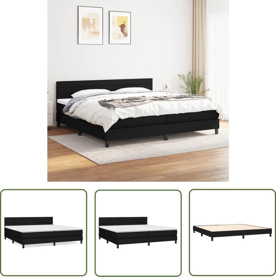 The Living Store Boxspringbed Economy 203 x 200 cm Duurzaam materiaal Verstelbaar hoofdbord Pocketvering matras Middelharde ondersteuning Huidvriendelijk topmatras Inclusief montagehandleiding