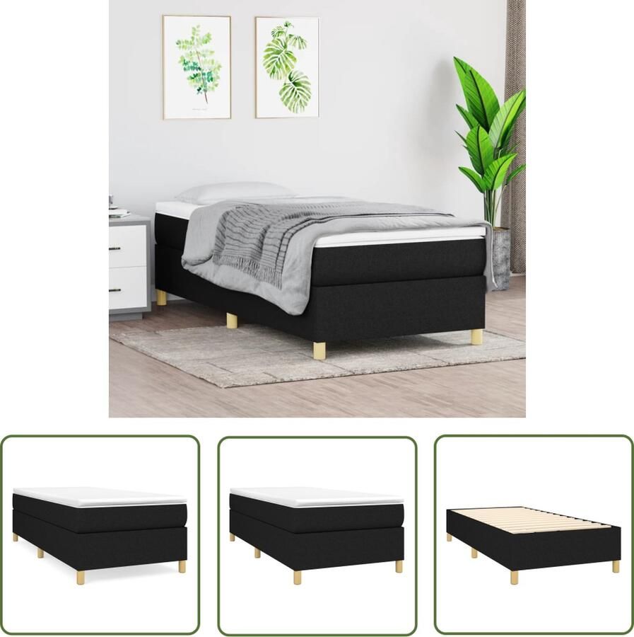 The Living Store Boxspringbed Comfort Bedframe 203 x 80 x 35 cm Bedmatras 80 x 200 x 20 cm Bedtopmatras 80 x 200 x 5 cm Kleur- zwart wit Boxspring Boxspringbed Slaapcomfort Tweepersoonsbed Bed Frame - Foto 2