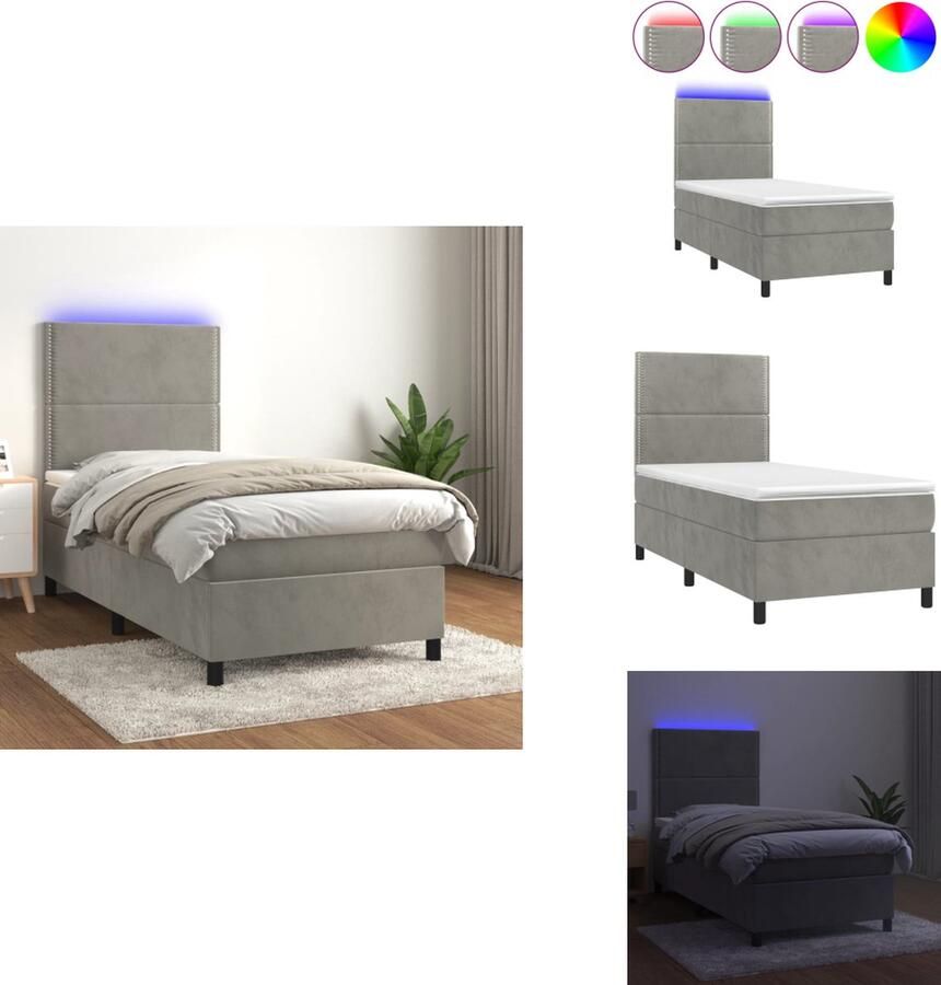 VidaXL Boxspring Bed Fluweel 203x80x118 128 cm Verstelbaar hoofdbordUSB-aansluiting Pocketvering matras Huidvriendelijk topmatras Geleverd met montagehandleiding Bed - Foto 3