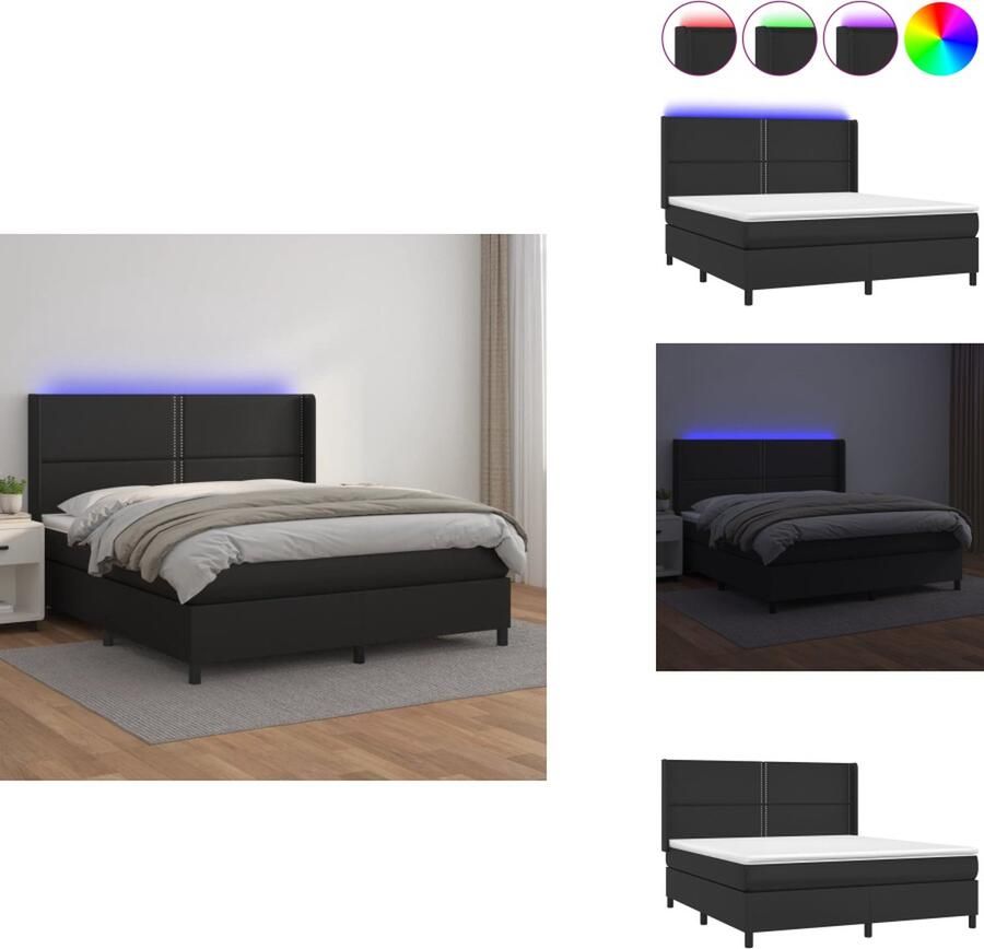 VidaXL Boxspring Boxsprings Bed Slaapmeubel Boxspring met matras en LED kunstleer zwart 180x200 cm