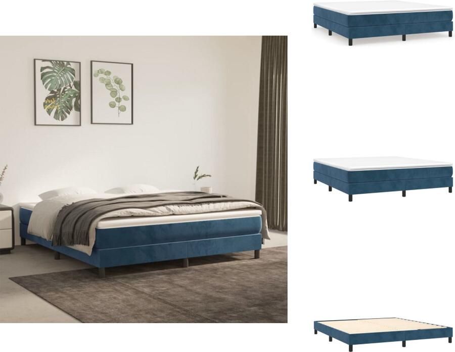 Vida XL Boxspring met matras fluweel donkerblauw 180x200 cm SKU: 3144349 - Foto 3