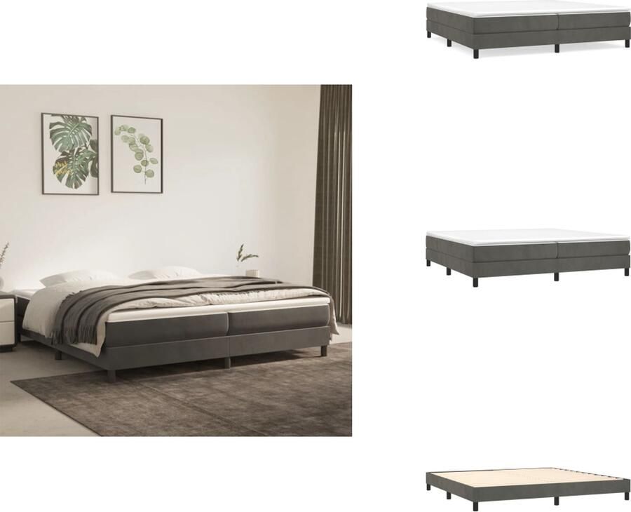 VidaXL Boxspringbed Fluwelen Stof Pocketvering matras Middelharde Ondersteuning Huidvriendelijk Topmatras 203x200x25 cm Bed