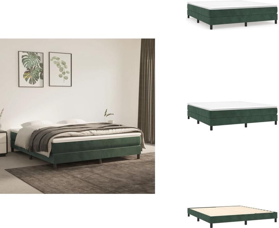 VidaXL Boxspringbed Donkergroen 203 x 180 x 25 cm Fluweel Pocketvering Middelharde ondersteuning Huidvriendelijk topmatras Multiplex lattenbodem Montagehandleiding 1 x bedframe 1 x matras 1 x topmatras Bed