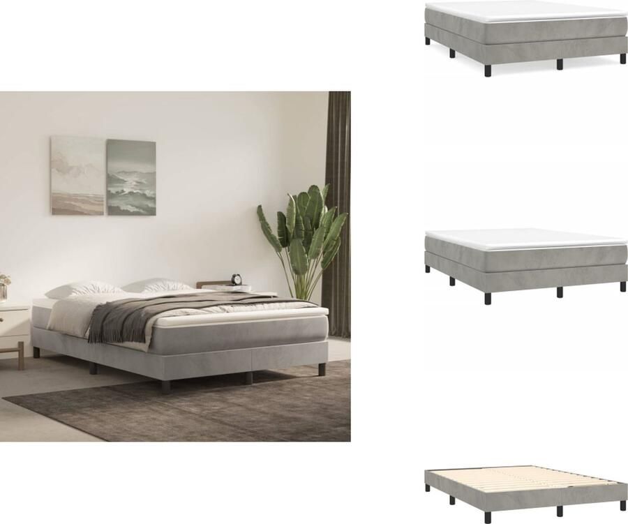 VidaXL Boxspring Boxsprings Bed Slaapmeubel Boxspring met matras fluweel lichtgrijs 140x190 cm