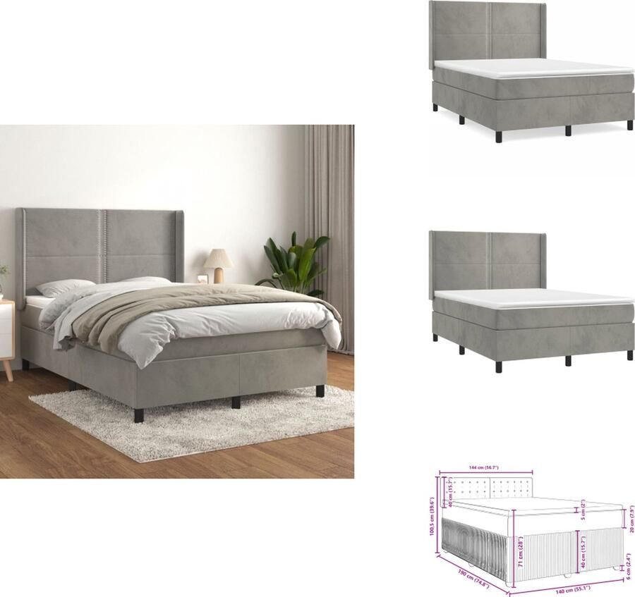 VidaXL Luxe Fluweel Boxspringbed 203x147x118 128 cm Pocketvering Matras Middelharde Ondersteuning Huidvriendelijk Topmatras Incl Montagehandleiding Bed