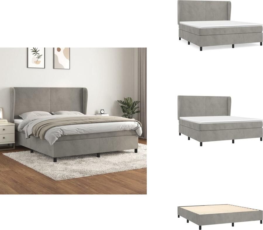 VidaXL Boxspringbed Comfort Bed 203 x 183 x 118 128 cm Fluweel Pocketvering Middelharde ondersteuning Huidvriendelijk Bed