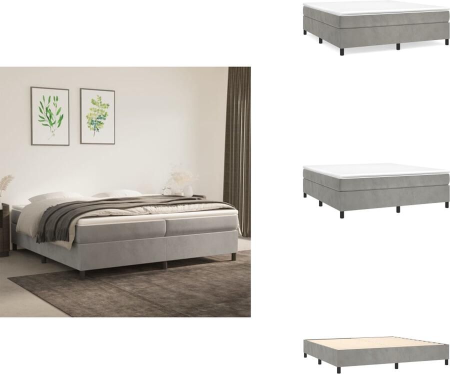VidaXL Boxspringbed Zacht Fluweel Pocketvering Middelharde ondersteuning Huidvriendelijk Multiplex lattenbodem L153 x B200 cm Bed