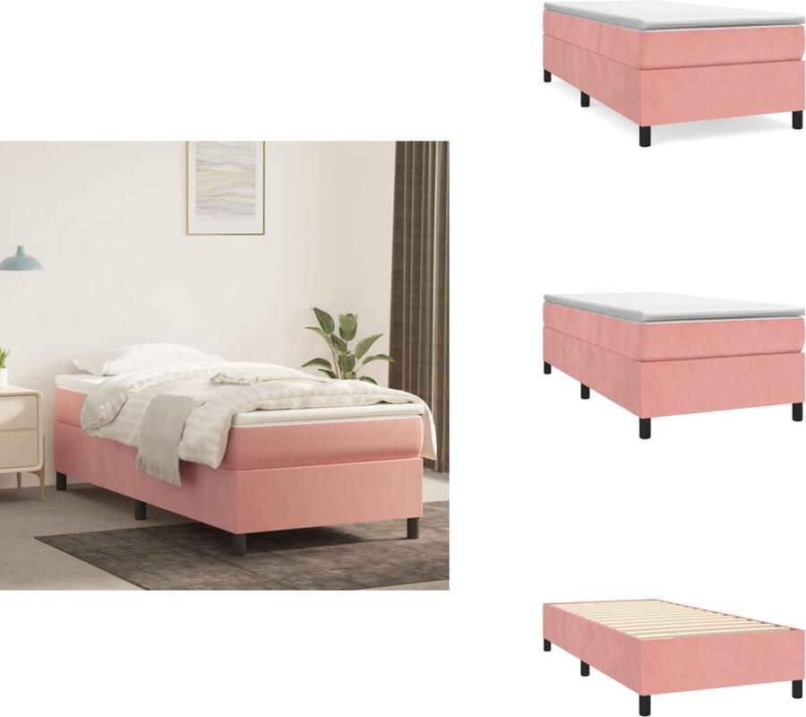 VidaXL Boxspringframe roze Stof 203x100x35 cm Geschikte matras- 100x200 cm Bed