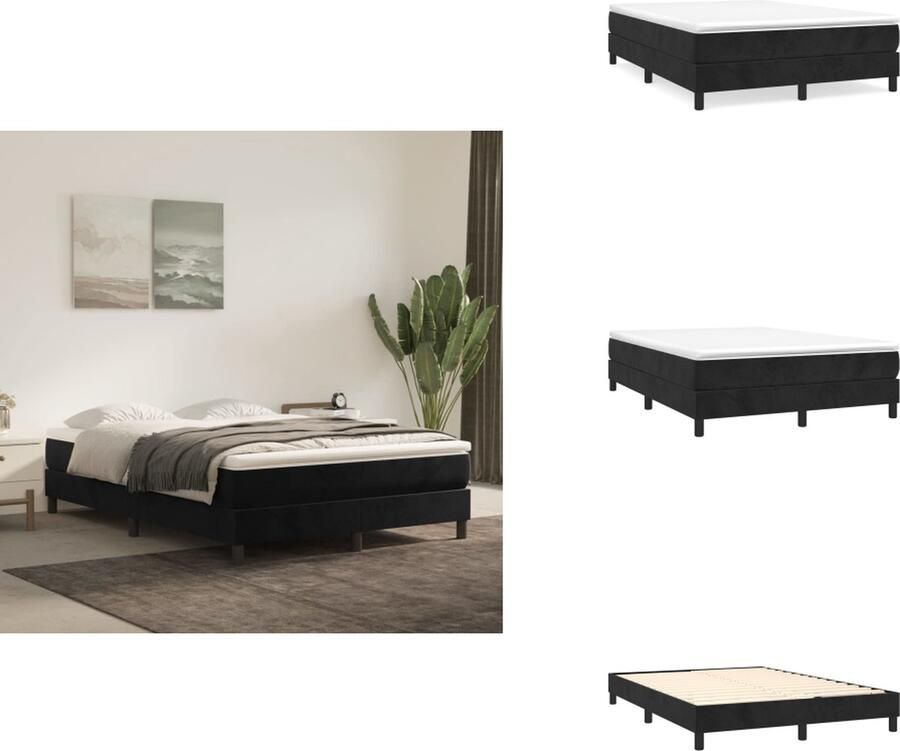 VidaXL Boxspringbed Zacht fluweel Praktisch hoofdbord Pocketvering matras Middelharde ondersteuning Huidvriendelijk topmatras Bed - Foto 3