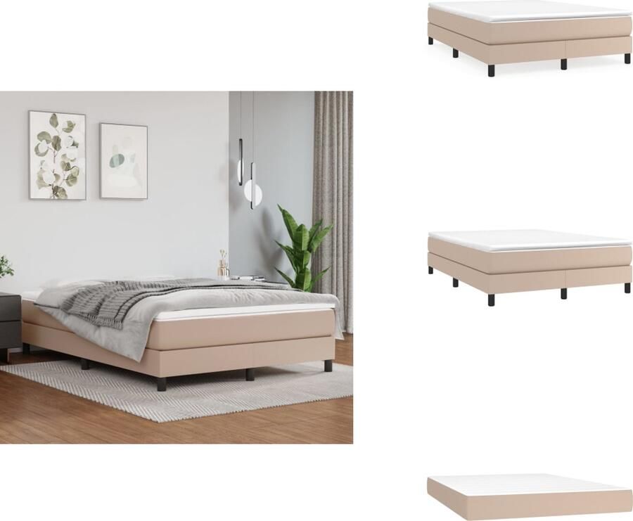 VidaXL Boxspring Boxsprings Bed Slaapmeubel Boxspring met matras kunstleer cappuccinokleurig 140x200 cm