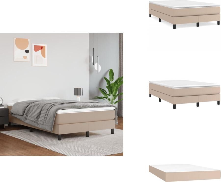 VidaXL Boxspringbed Kunstleren bedframe Pocketvering matras Middelharde ondersteuning Huidvriendelijk topmatras Cappuccino 203x120x25 cm Bed