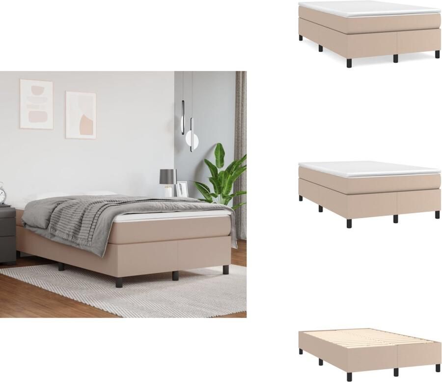 VidaXL Boxspringbed Cappuccino 203 x 120 x 118 128 cm Duurzaam kunstleer Verstelbaar hoofdbord Pocketvering matras Middelharde ondersteuning Huidvriendelijk topmatras Gratis montagehandleiding Bed - Foto 2