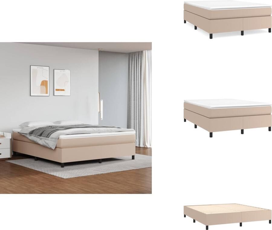 VidaXL Boxspring Boxsprings Bed Slaapmeubel Boxspring met matras kunstleer cappuccinokleurig 160x200 cm