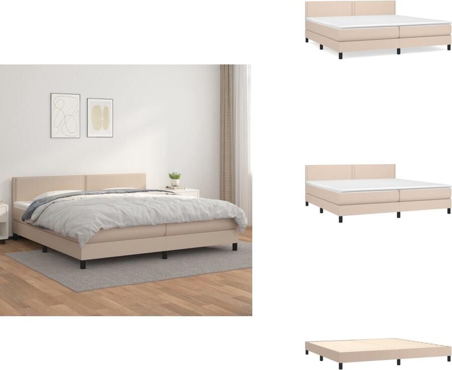 VidaXL Boxspringbed Cappuccino Kunstleren Bed met Verstelbaar Hoofdbord Pocketvering Matras Middelharde Ondersteuning Huidvriendelijk Topmatras 203x203 cm Bed - Foto 2