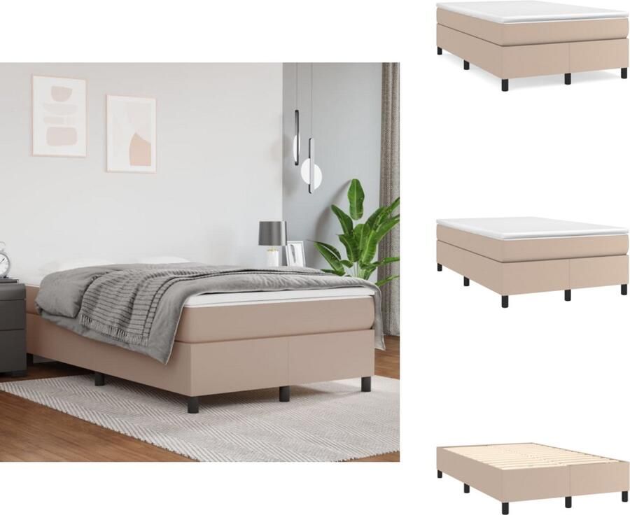 VidaXL Boxspringbed Cappuccino 203 x 120 x 118 128 cm Duurzaam kunstleer Verstelbaar hoofdbord Pocketvering matras Middelharde ondersteuning Huidvriendelijk topmatras Gratis montagehandleiding Bed - Foto 5