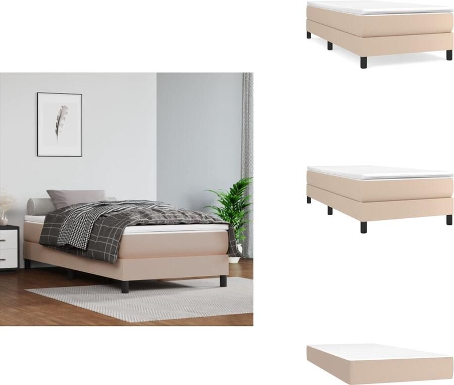 VidaXL Boxspring Boxsprings Bed Slaapmeubel Boxspring met matras kunstleer cappuccinokleurig 100x200 cm