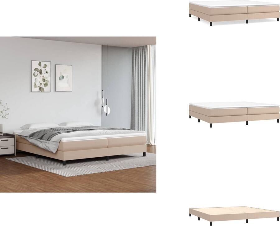 VidaXL Boxspringbed Cappuccino Kunstleren Bed met Verstelbaar Hoofdbord Pocketvering Matras Middelharde Ondersteuning Huidvriendelijk Topmatras 203x203 cm Bed - Foto 3