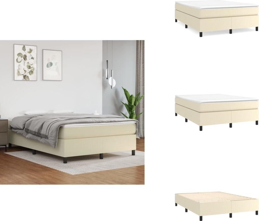 VidaXL Boxspring Boxsprings Bed Slaapmeubel Boxspring met matras kunstleer crèmekleurig 140x190 cm