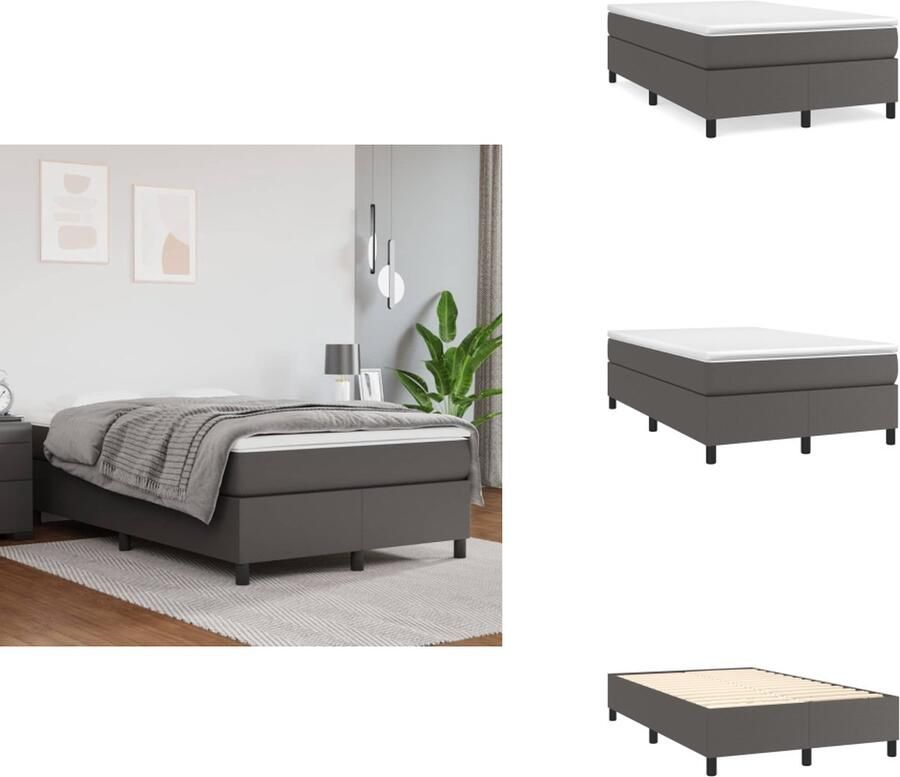 VidaXL Boxspringbedframe kunstleer grijs 120x200 cm - Foto 3