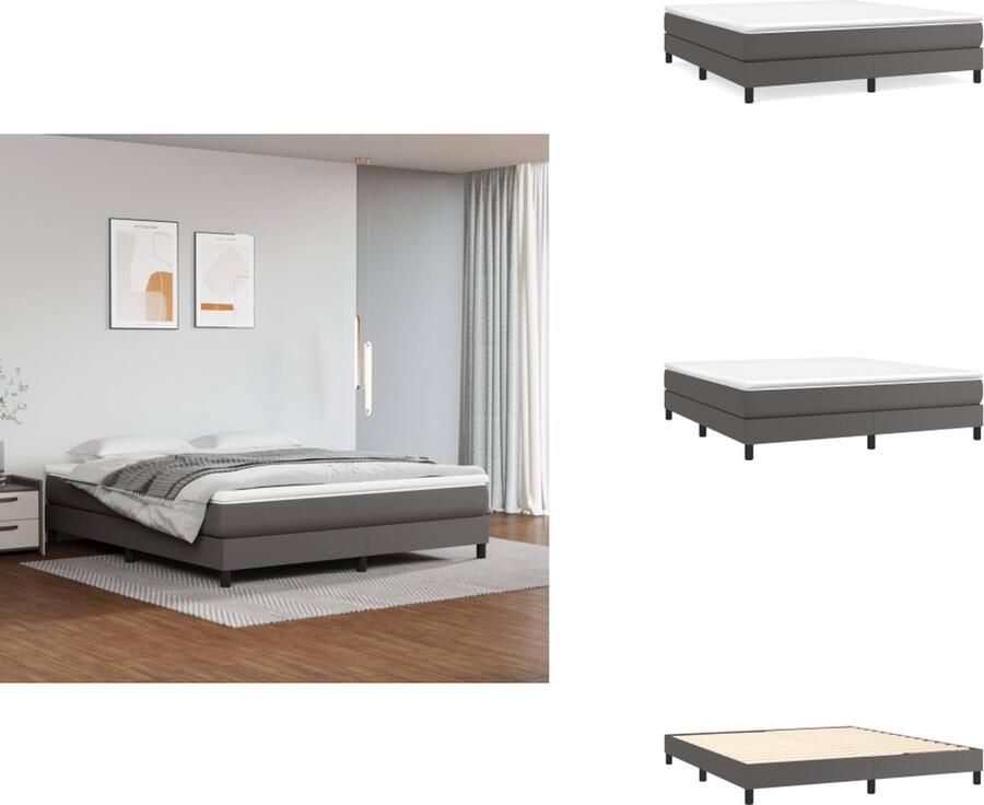 VidaXL Boxspringbed Grijs Kunstleren Bedframe Pocketvering Matras Huidvriendelijk Topmatras 203x180x25 cm Bed