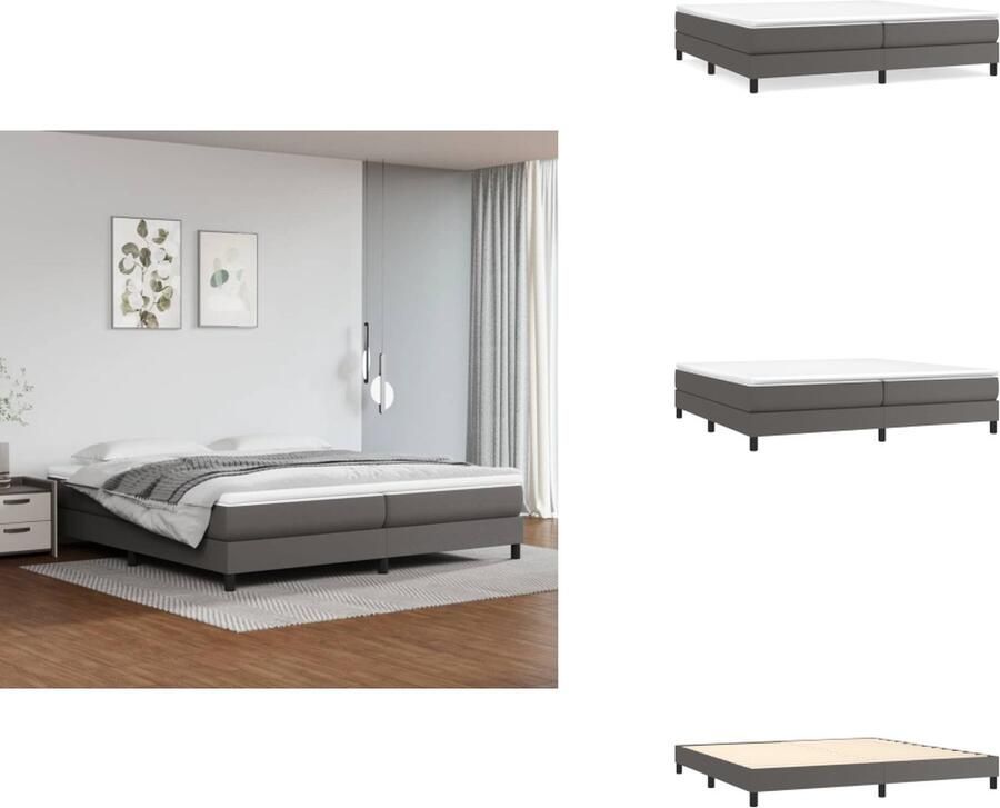 VidaXL Boxspring Boxsprings Bed Slaapmeubel Boxspring met matras kunstleer grijs 200x200 cm