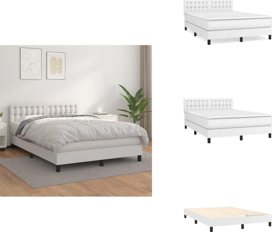 VidaXL Boxspring Boxsprings Bed Slaapmeubel Boxspring met matras kunstleer wit 140x190 cm