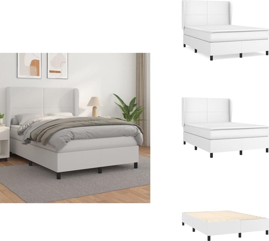 VidaXL Boxspring Bed Kunstleer 203x147x118 128 Hoogwaardig materiaal Verstelbaar hoofdbord Pocketvering matras Middelharde ondersteuning Huidvriendelijk topmatras Hygiënebeleid Montagehandleiding inbegrepen Bed