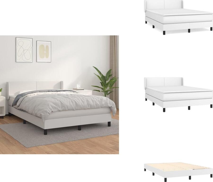 VidaXL Boxspringbed 140x200 cm Duurzaam kunstleer Verstelbaar hoofdbord Pocketvering matras Middelharde ondersteuning Huidvriendelijk topmatras Inclusief montagehandleiding Bed