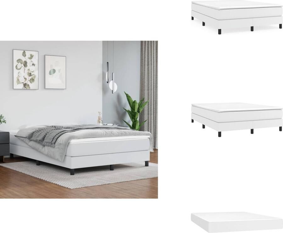 VidaXL Boxspringbed 140x200 cm Duurzaam kunstleer Verstelbaar hoofdbord Pocketvering matras Middelharde ondersteuning Huidvriendelijk topmatras Inclusief montagehandleiding Bed - Foto 3