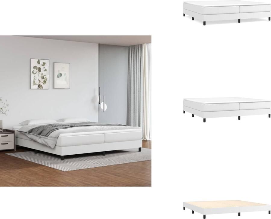 VidaXL Boxspring Boxsprings Bed Slaapmeubel Boxspring met matras kunstleer wit 200x200 cm