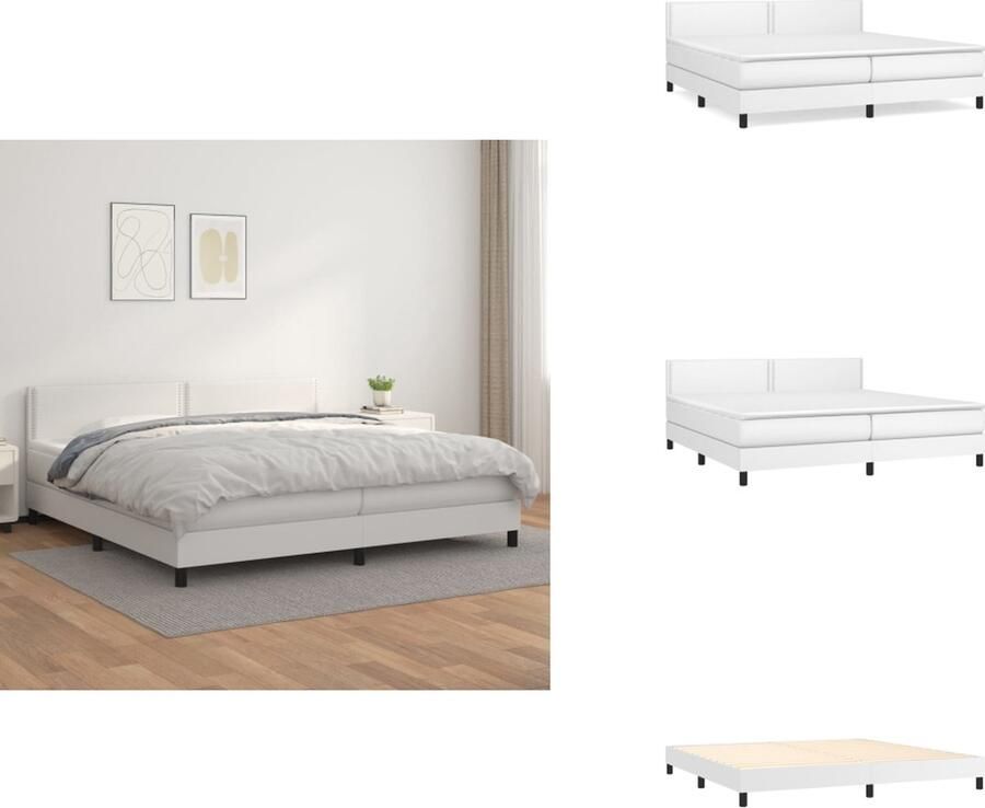 VidaXL Boxspringbed Kunstleer Wit 203x200x78 88cm Pocketvering matras Huidvriendelijk topmatras Bed