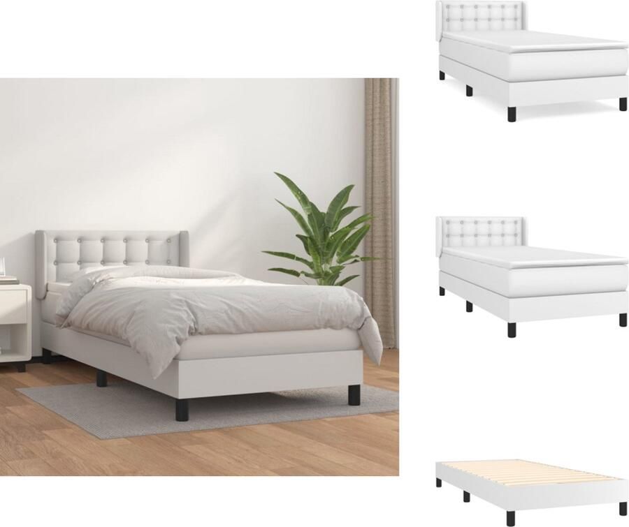 VidaXL Boxspring Boxsprings Bed Slaapmeubel Boxspring met matras kunstleer wit 90x200 cm - Foto 2