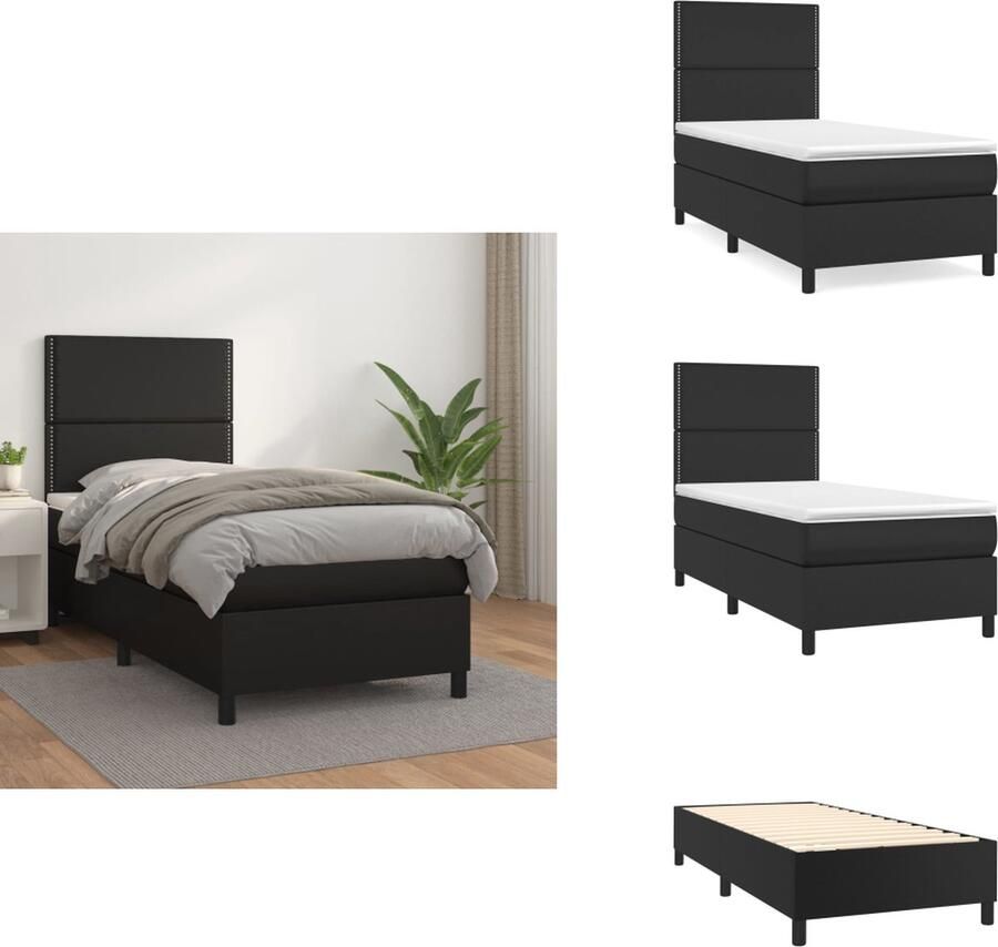 VidaXL Boxspringbed Kunstleer 203 x 100 x 118 128 cm Hoogwaardig materiaal Verstelbaar hoofdbord Pocketvering matras Middelharde ondersteuning Huidvriendelijk topmatras Montagehandleiding inbegrepen Bed