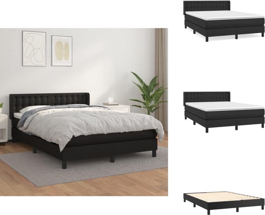 VidaXL Boxspringbed Kunstleer Pocketvering Middelharde ondersteuning Huidvriendelijk Multiplex lattenbodem 193x140x25 cm Bed - Foto 3