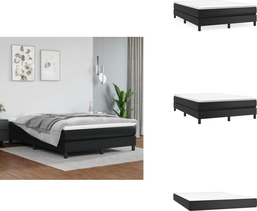 VidaXL Boxspringbed Zwart Kunstleer 203 x 144 x 118 128 cm Verstelbaar hoofdbord Pocketvering matras Middelharde ondersteuning Huidvriendelijk topmatras Inclusief montagehandleiding Bed - Foto 3