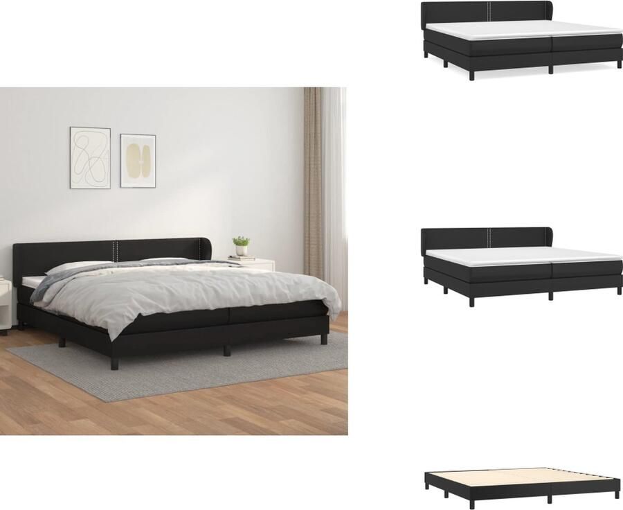 VidaXL Boxspringbed Duurzaam kunstleer Pocketvering matras Middelharde ondersteuning Huidvriendelijk topmatras 203x203x78 88 cm Bed