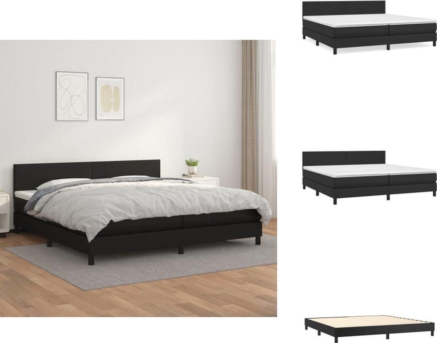 VidaXL Boxspring Bed Kunstleer 203 x 200 x 78 88 cm Hoogwaardig materiaal Verstelbaar hoofdbord Pocketvering matras Middelharde ondersteuning Huidvriendelijk topmatras Bed - Foto 2
