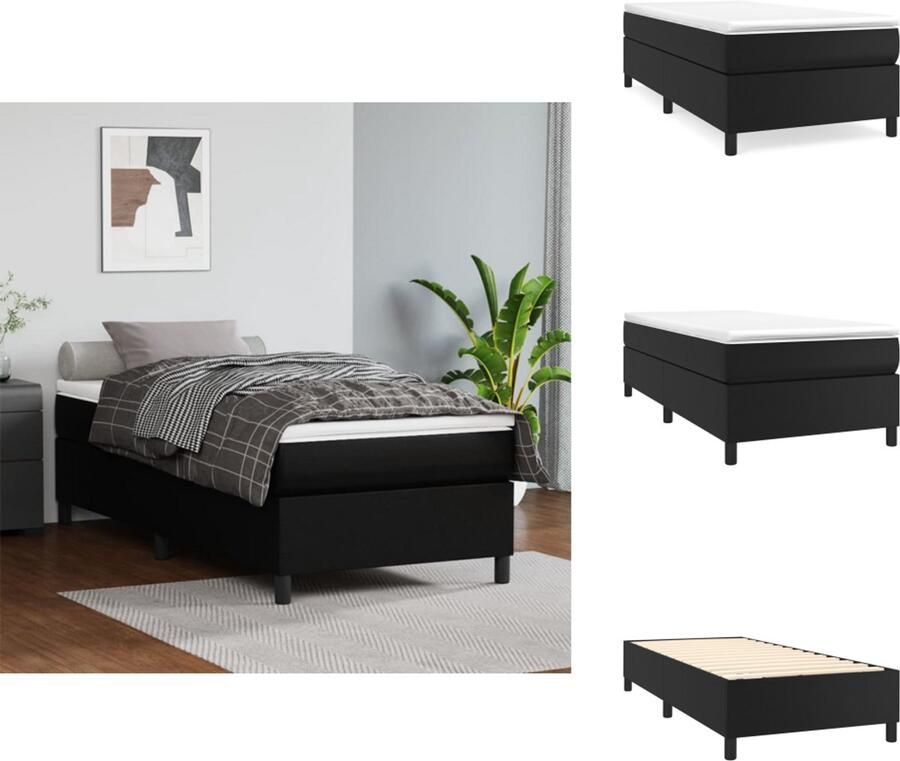 Vida XL Boxspring met matras kunstleer zwart 90x190 cm SKU: V3144578 - Foto 2