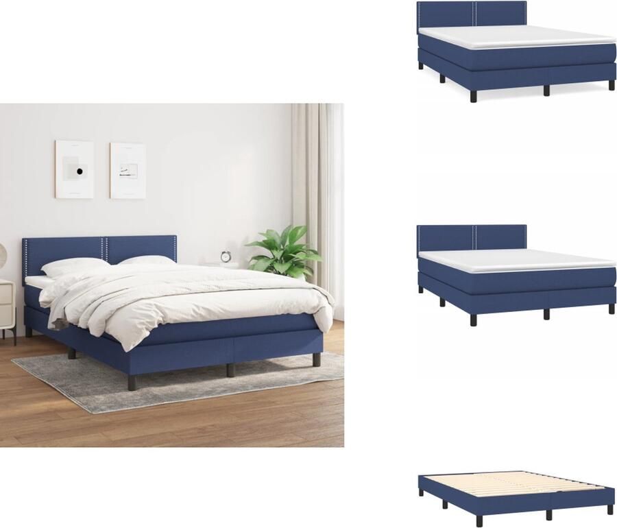 VidaXL Boxspring Bed Duurzaam stoffen design Verstelbaar hoofdbord Pocketvering matras Middelharde ondersteuning Huidvriendelijk topmatras Levering inclusief accessoires Bed